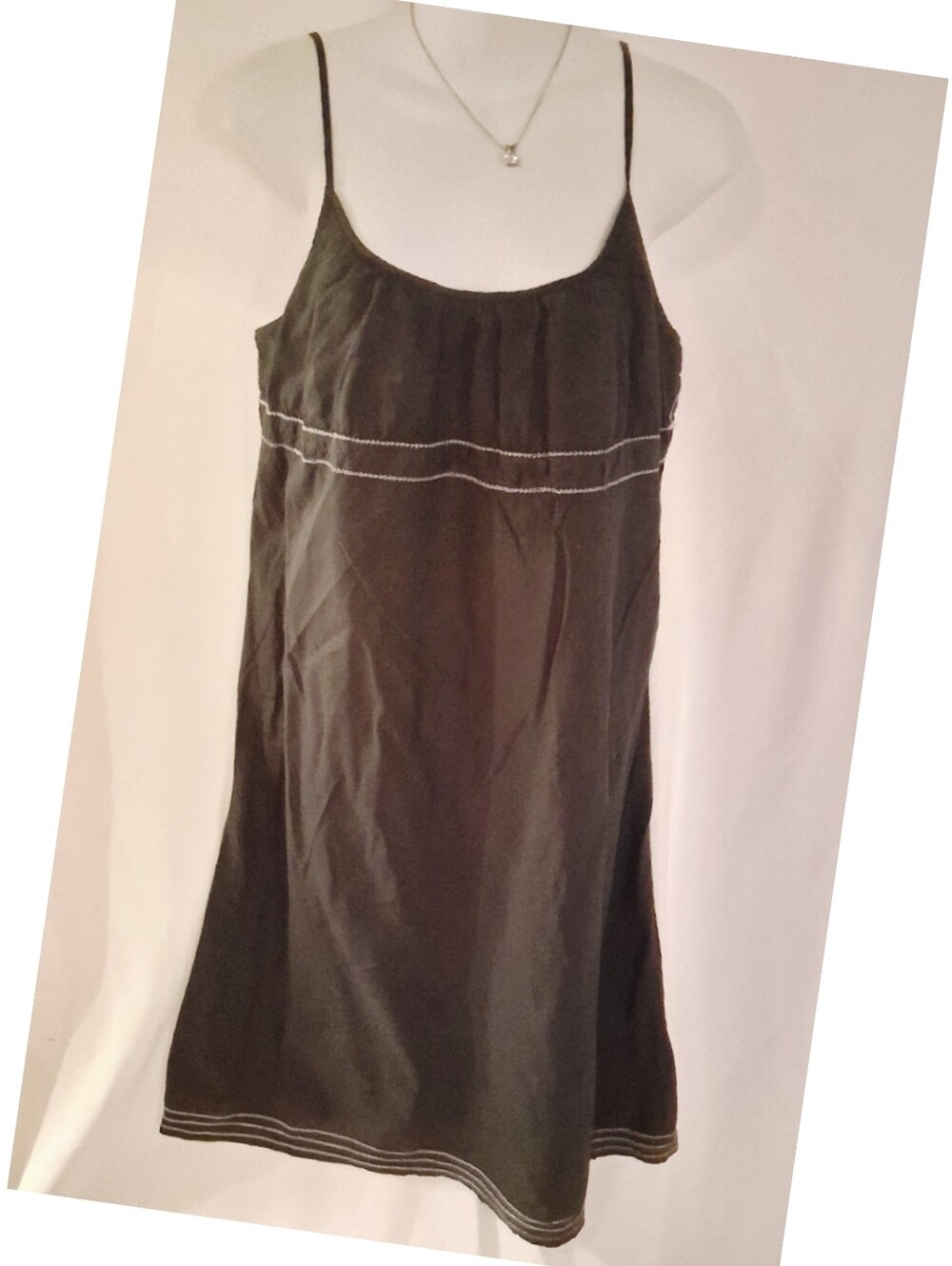 James Perse 100% Cotton Black Top with Contrast White Stitching Slip Dress. Sz 2